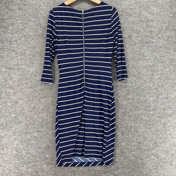 Jessica H Dress Women 6 Blue Striped Sheath Midi Zipper Lined Long Sleeve Casual - Picture 2 of 9